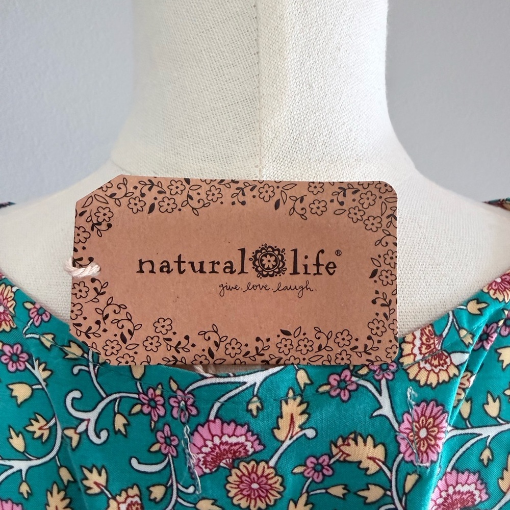 NATURAL LIFE Teal and Rust Floral Maxi Dress - Picture 4 of 6